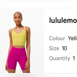 Lululemon Align tank in yellow pear size 10